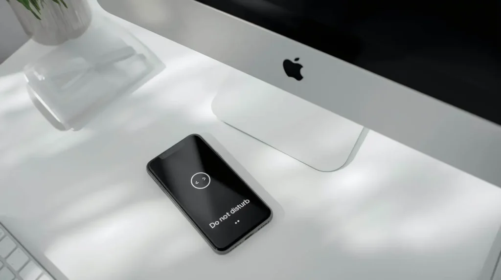 Dispositivos en modo no molestar para separar la vida personal del trabajo en home office.