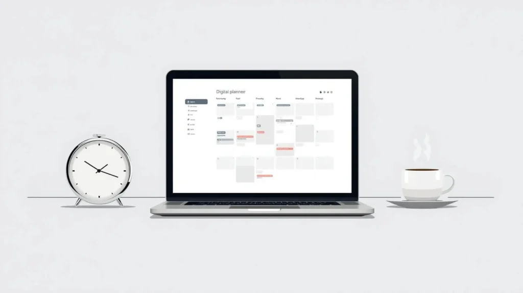 Calendario digital con horario de trabajo definido para separar vida personal y laboral en home office.