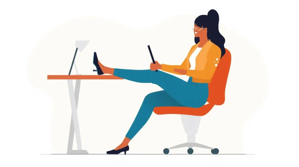 Persona extendiendo una pierna y estirando la punta del pie hacia sí misma.