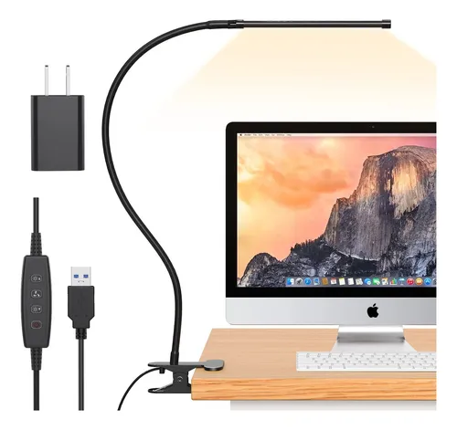 “Lámpara de escritorio regulable de pinza portátil y ahorradora de espacio”