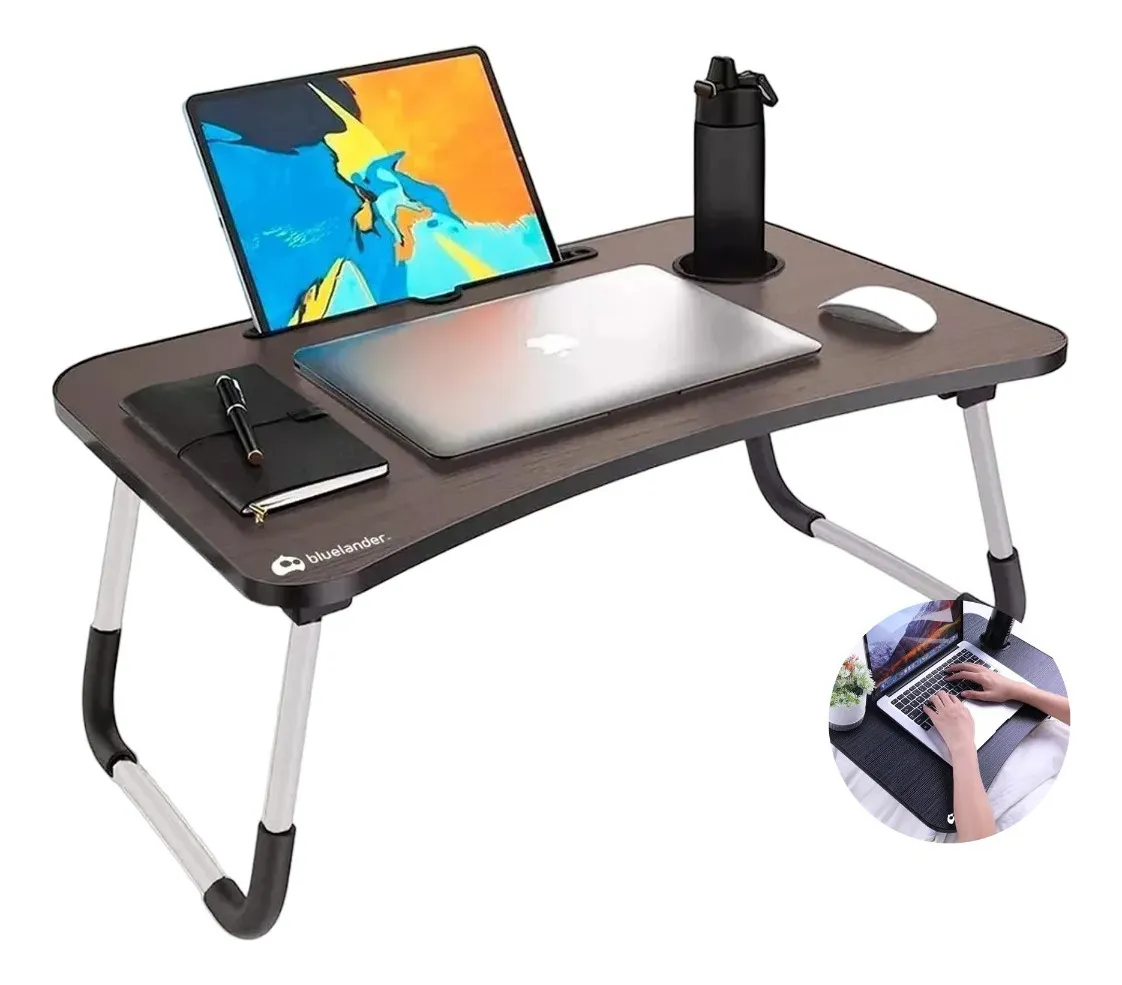 Mesa plegable portátil para laptop color negro, bandeja multiusos para cama o escritorio, perfecta para espacios reducidos