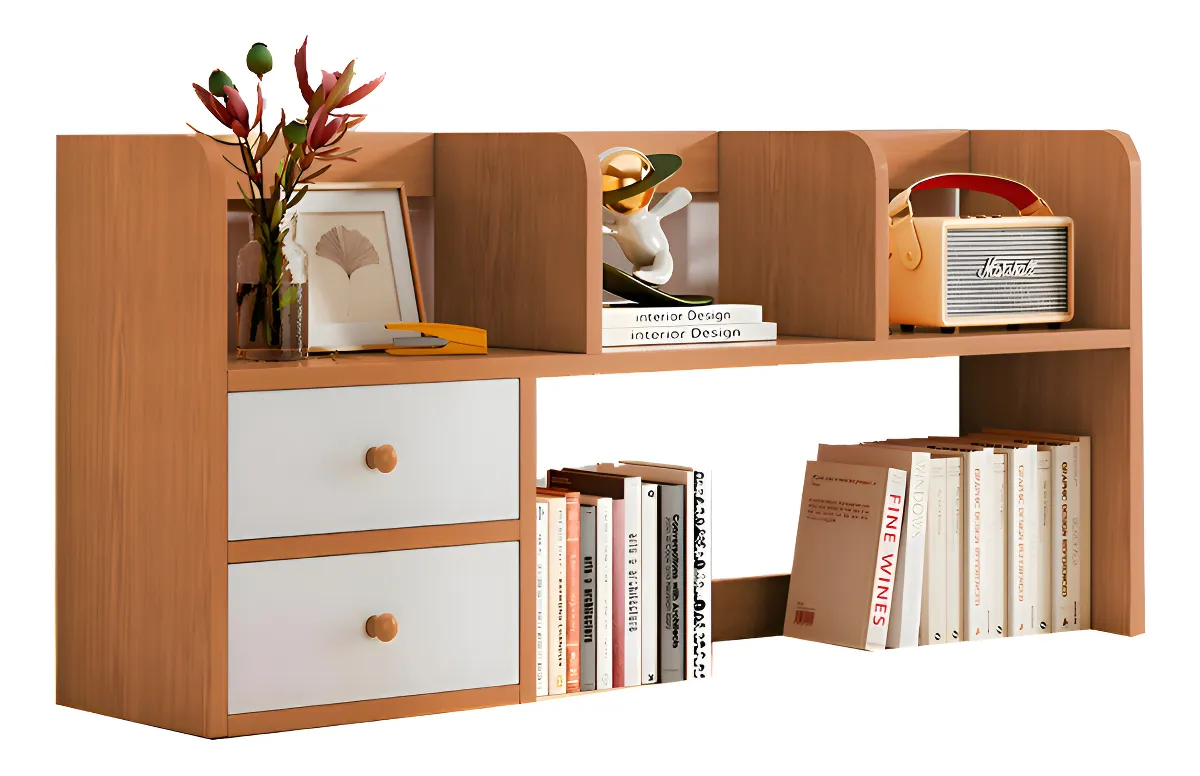 Organizador de escritorio de madera con cajones estilo natural